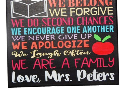 Classroom Rules Personalized Teacher Painted Canvas Sign - image3